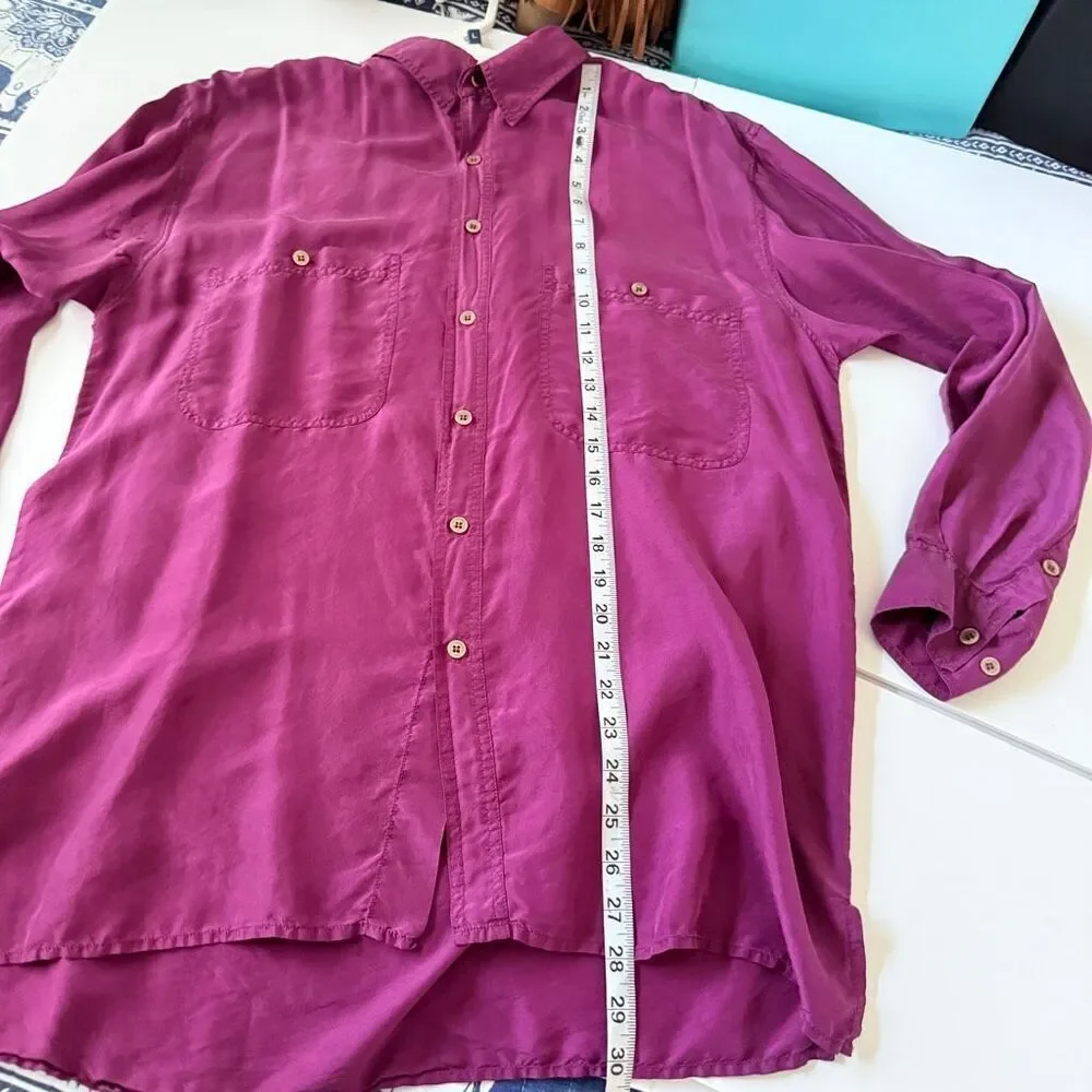 Robert Stock Men’s Burgundy Silk Button Down Shirt Size M